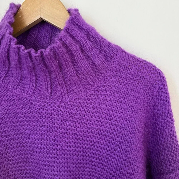 Baum Und Pferdgarten Women's Purple Mohair Blend Mockneck Ribbed Sweater Large - Picture 3 of 7